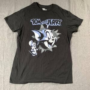 Tom & Jerry Shirt Women Medium Black Casual T Shirt Ladies